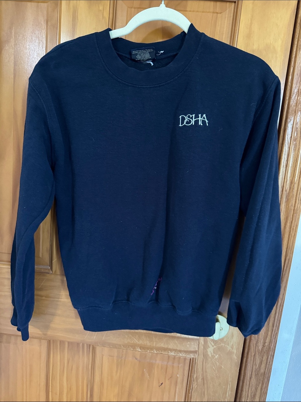 MV Sport Black Crewneck Sweatshirt with Chest Embroidery